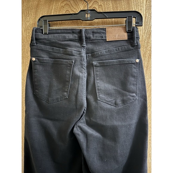 Judy Blue Wide Leg Crop Jeans Size 7/28 Black Tummy Control Raw Hem JB88710 - Picture 8 of 12
